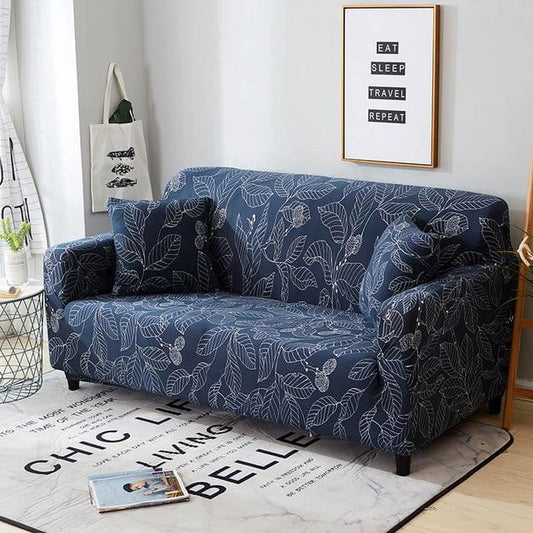 Navy Printed Leaves